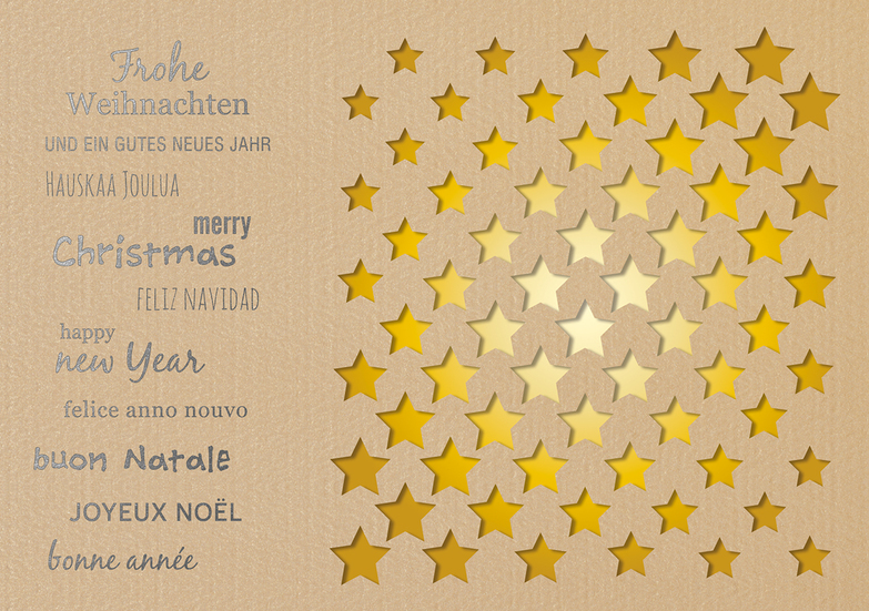 Weihnachtskarte: Stanzkarte Sternenreihen - Gold