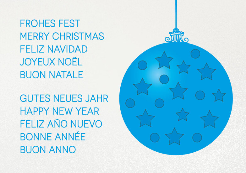 Weihnachtskarte: Stanzkarte Kugel - Blau