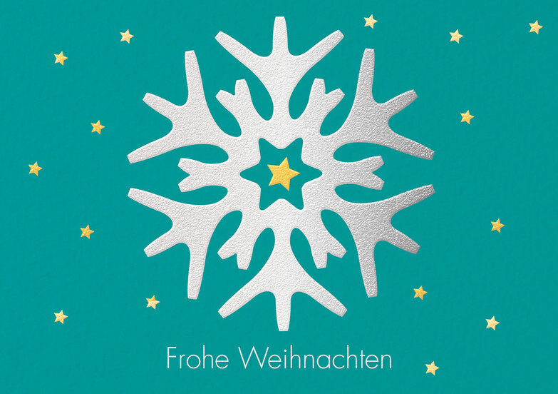 Weihnachtskarte: Sternflocke auf Türkis