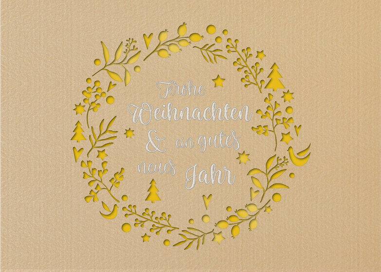 Weihnachtskarte: Stanz-Kranz - Gold