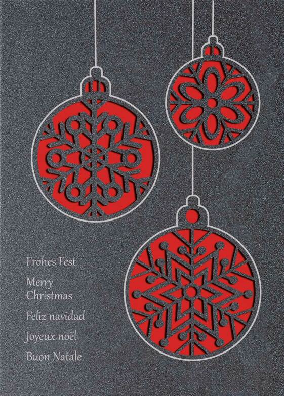 Weihnachtskarte: Kugeldurchsicht - Rot