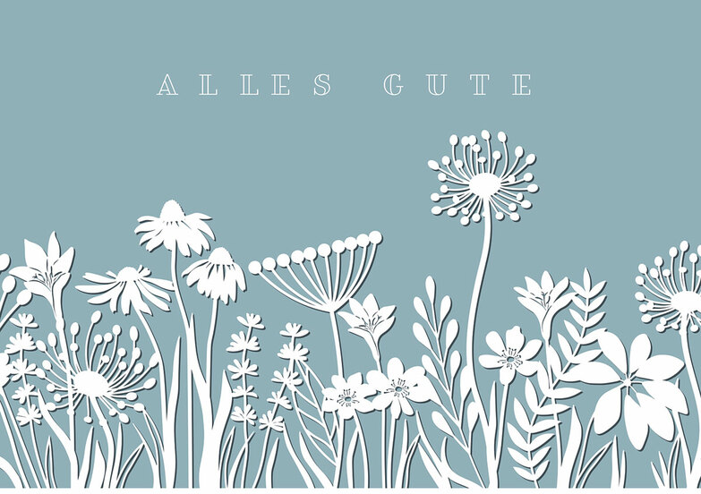 Grußkarte: Weisse Blumenwiese