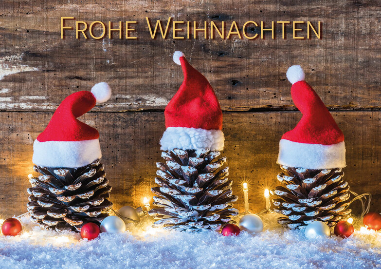 Weihnachtskarte: Zapfenmützen