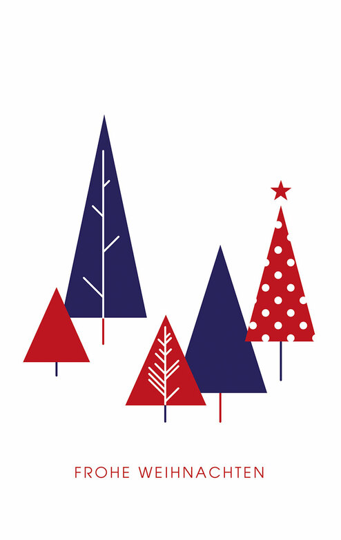 Weihnachtskarte: Grafische Bäume