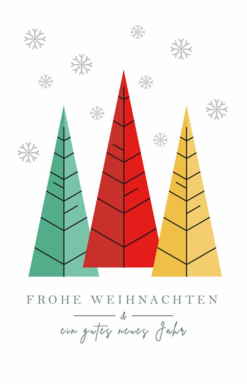 Weihnachtskarte: Drei Spitzbäume