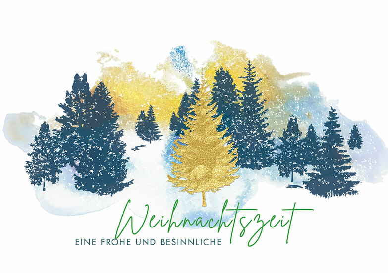 Weihnachtskarte: Tannen