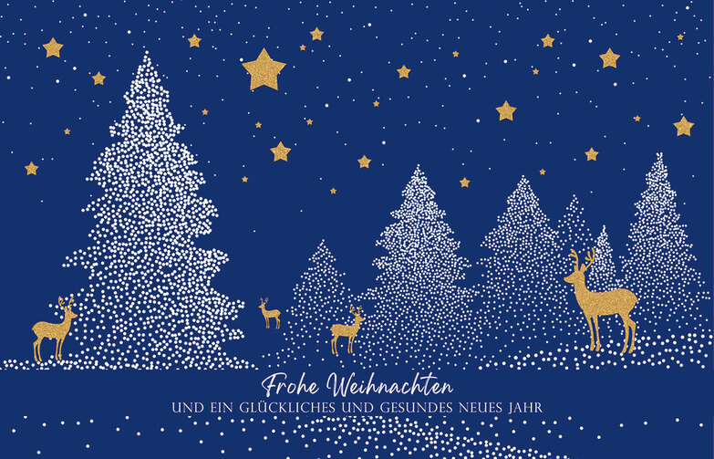 Weihnachtskarte: Rehe im Wald