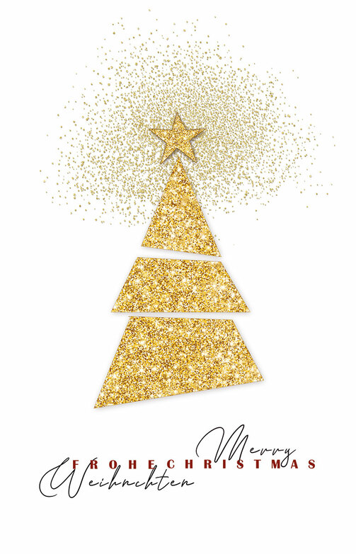 Weihnachtskarte: Gold-Baum auf weiß