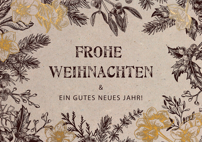 Weihnachtskarte: Goldene Blüten