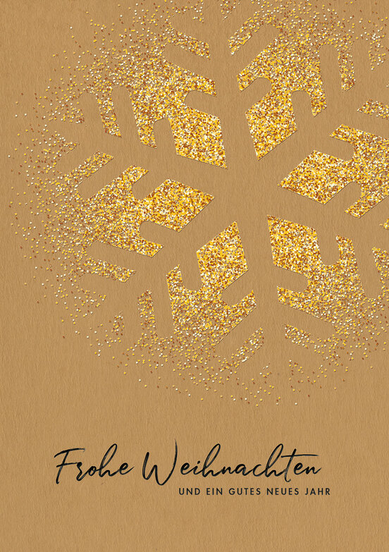 Weihnachtskarte: Flocke auf Gold