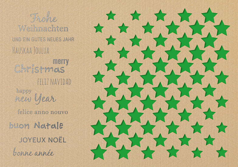 Weihnachtskarte: Stanzkarte Sternenreihen - Grün