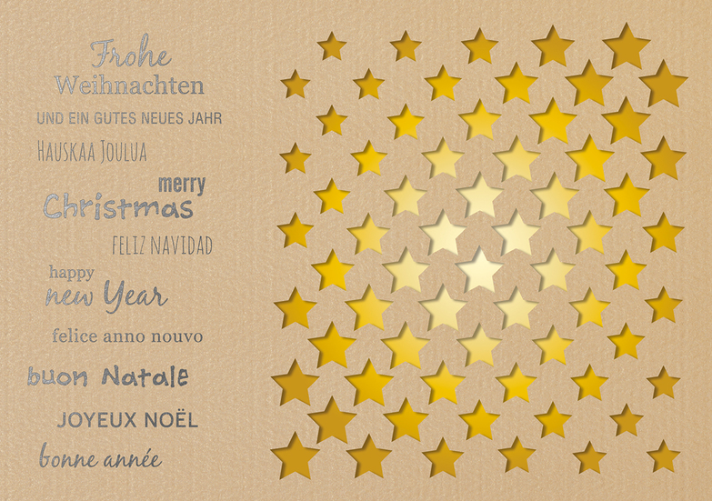 Weihnachtskarte: Stanzkarte Sternenreihen - Gold