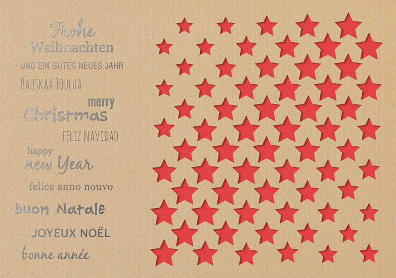 Weihnachtskarte: Stanzkarte Sternenreihen - Rot