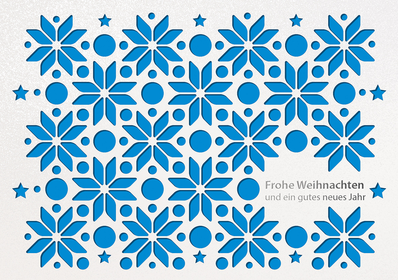 Weihnachtskarte: Stanzkarte Blumensterne - Blau