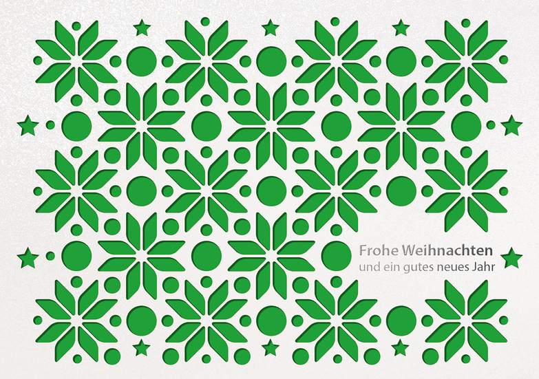 Weihnachtskarte: Stanzkarte Blumensterne - Grün
