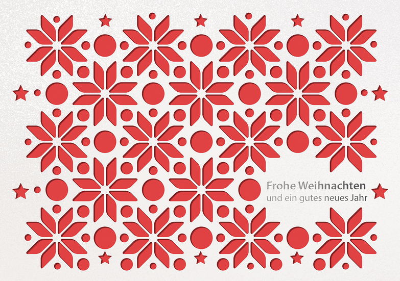Weihnachtskarte: Stanzkarte Blumensterne - Rot