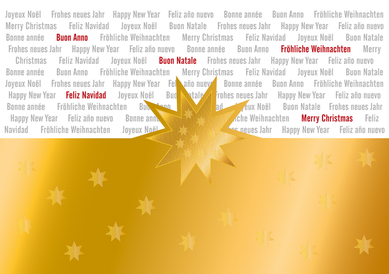 Weihnachtskarte: Goldhimmel über Text